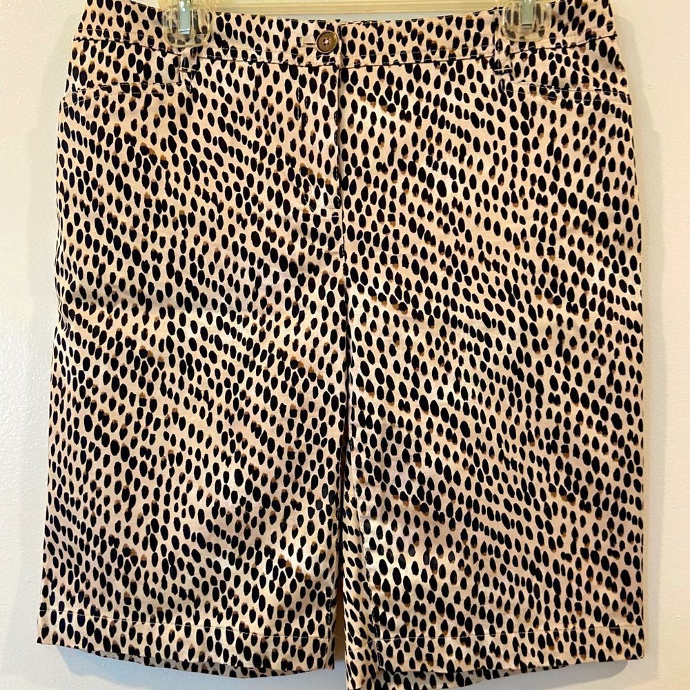 Chico's Black and Tan Patterned Women Shorts